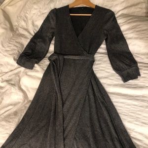 Banana Republic herringbone stretch wrap midi dress